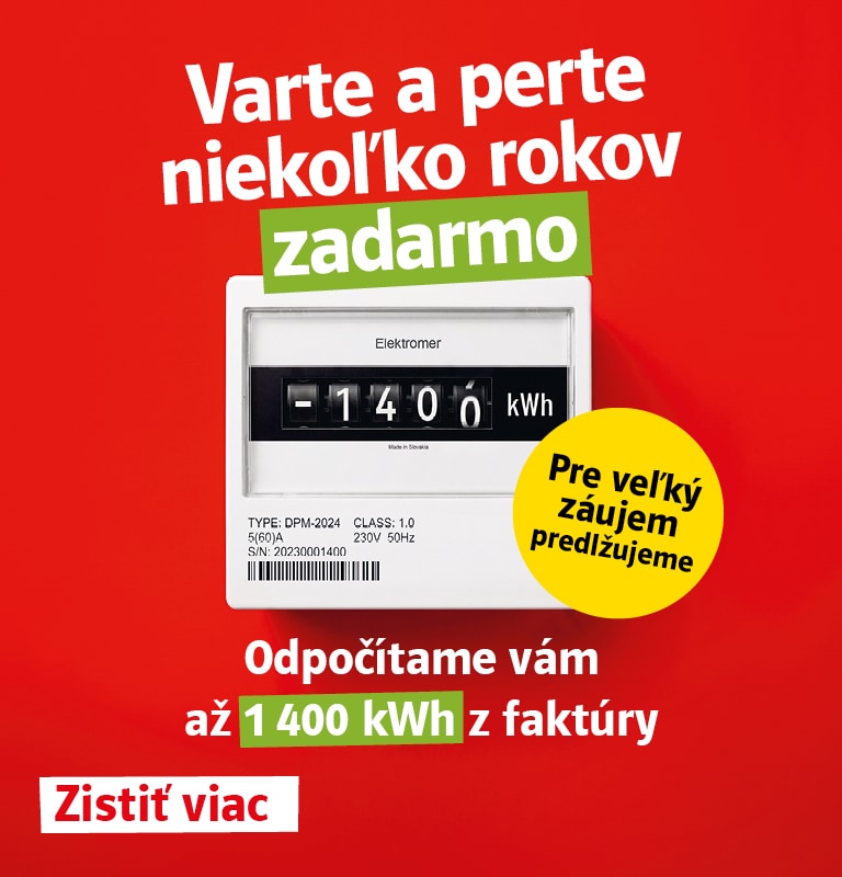 Pre veľký záujem predlžujeme. Prejdite do ZSE s elektrinou a plynom. Odpočítame vám až 1 400 kWh z faktúry. Zistiť viac